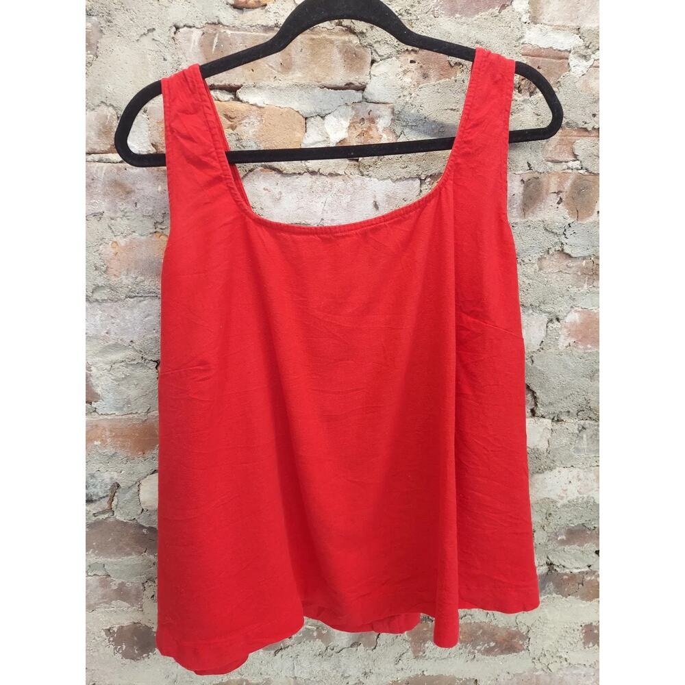 Ava & Viv Womens Tank Top Blouse Size 2X Red Square Neck Button Back Linen
